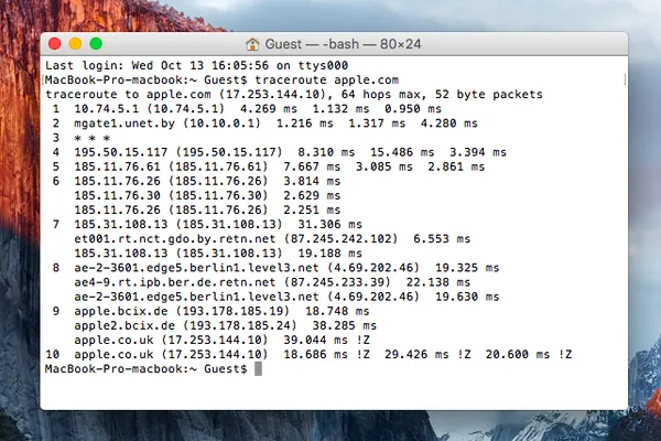 tracert macos run