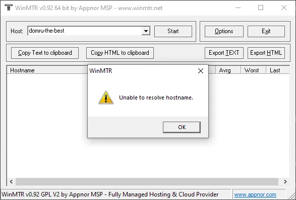 Unable to resolve host