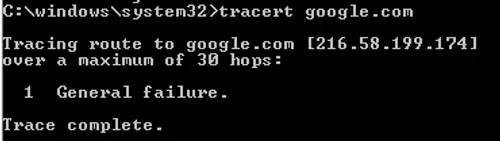tracert error 4